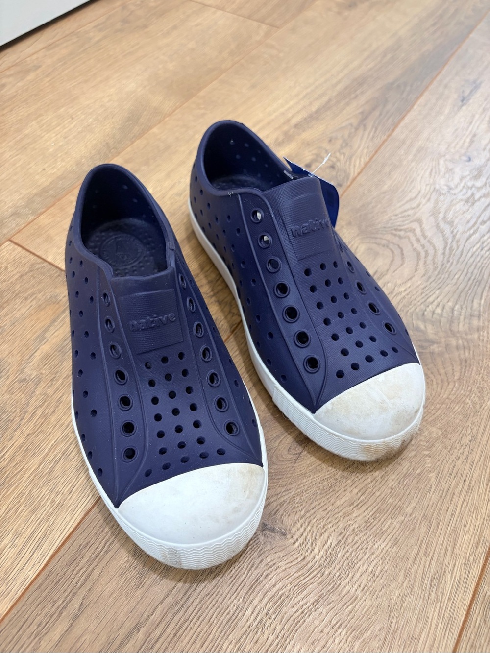 NATIVE navy and white slip on shoes - Size 13